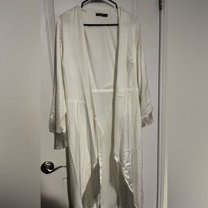 White Fringe Wrap Dress